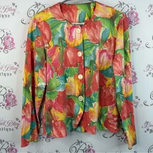 Jeremy Scott blazer button up long sleeve vintage Multicolor Floral Blazer